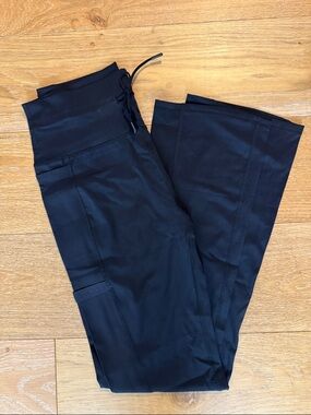 Black Wide-Leg Drawstring Jogger Pants